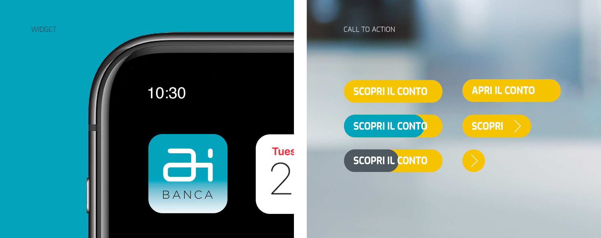 AIGIS Banca, design di widget per APP e Call to Action
