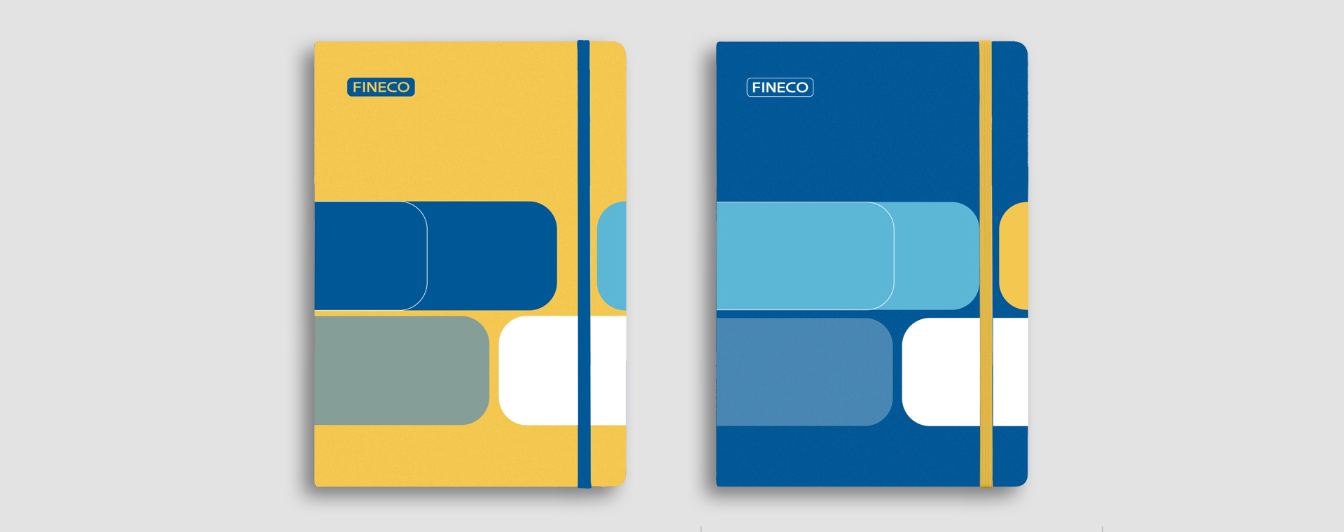 Fineco Bank, elementi grafici modulari di brand Fineco Bank, elementi grafici modulari di brand applicati alle copertine di bloc notes